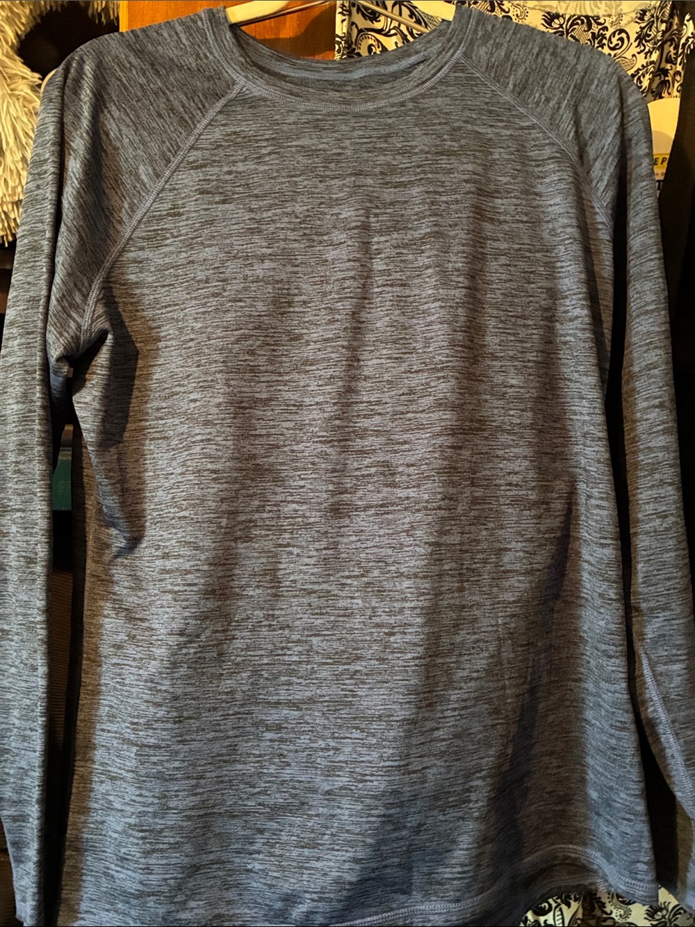 Cuddl dud Long-Sleeve Heather Blue fleece crew Neck Shirt  XL